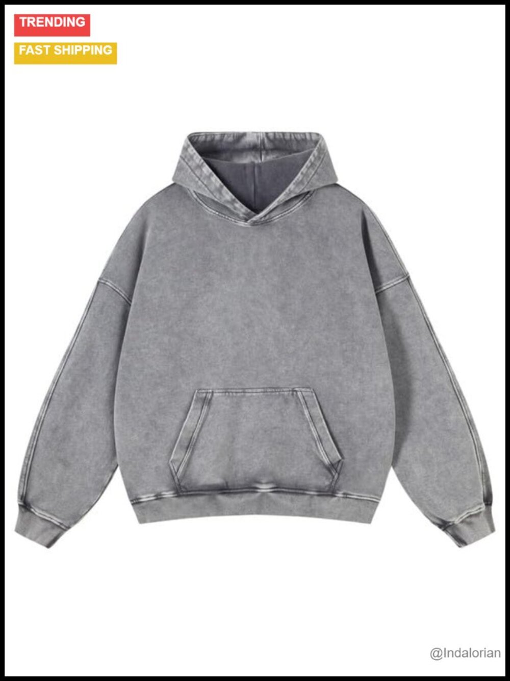 Oversized Acid Wash Hoodie Heavyweight Cotton Pullover Unisex